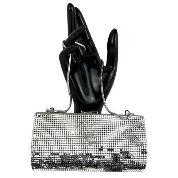 SWAROVSKI Authentic Silver Crystal Evening Bag Clutch Silk Lining Retired Rare - Picture 2 of 16